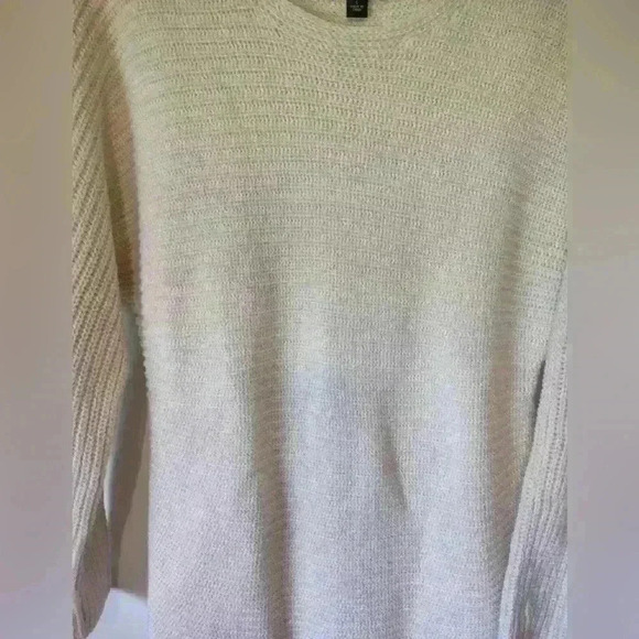 ANA Women's Long Sleeve Pullover Sweater, Size M, Off White with Gold Threads - Picture 2 of 6